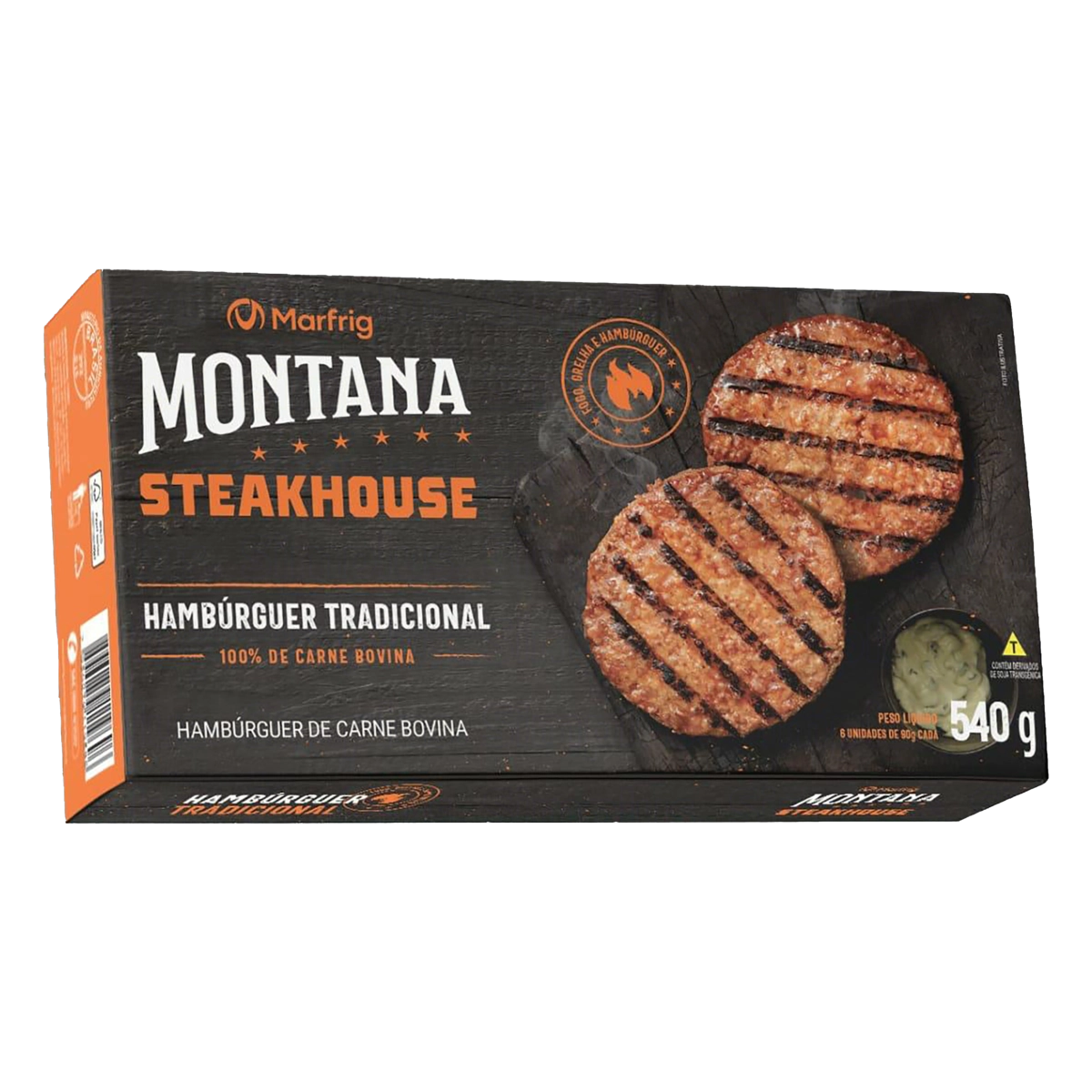Hambúrguer De Carne Bovina Steakhouse Tradicional Montana Caixa 540g 6 Unidades