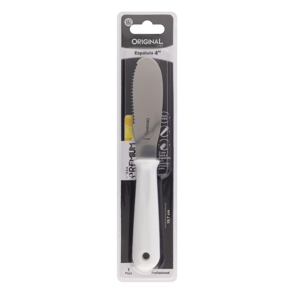 Espátula Branca Inox Profissional Original Line Premium