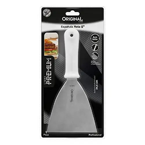 Espátula Branca Inox Reta Profissional Original Line Premium