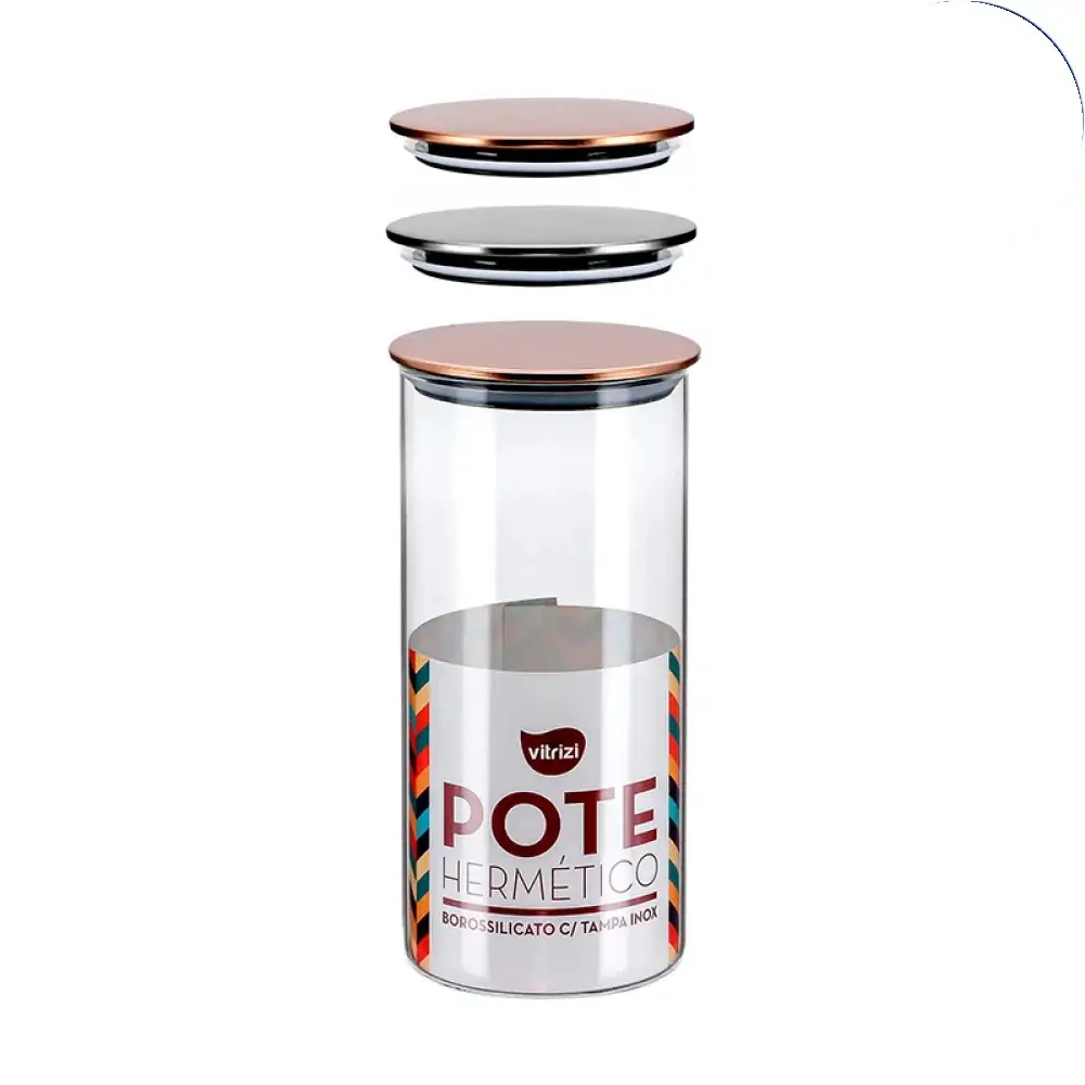 Pote Hermetico Borosil.tampa Inox Vitrizi 1l