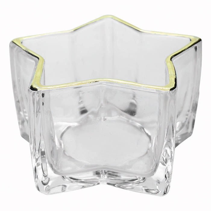 Porta Velas Borda Ouro Estrela 5,5x10cm