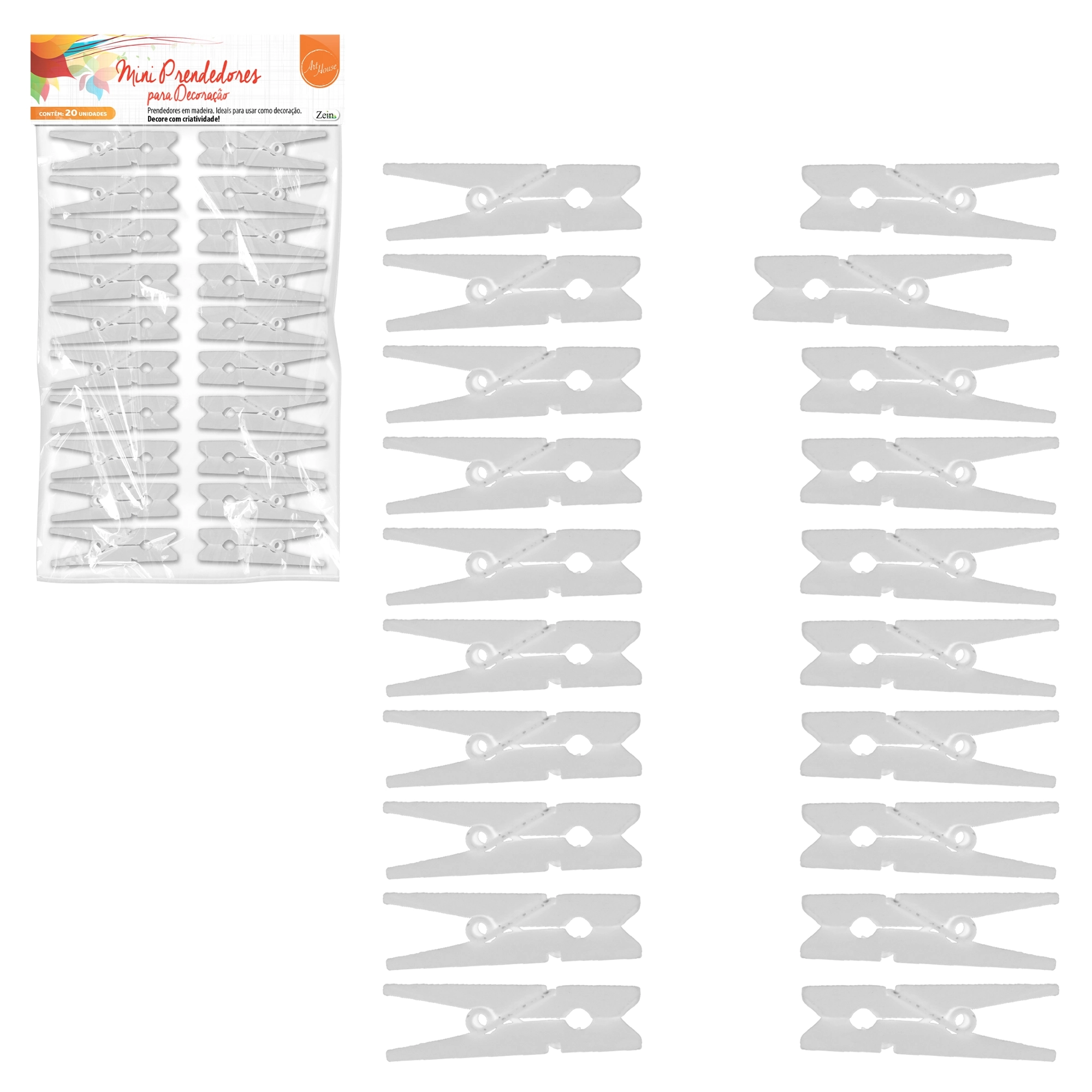 Mini Prendedores Art House C/20pcs Branco