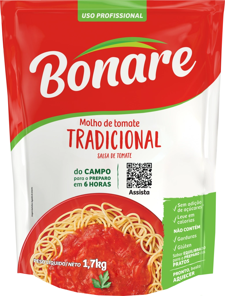 Molho De Tomate Uso Profissional Tradicional Bonare Sachê 1,7kg