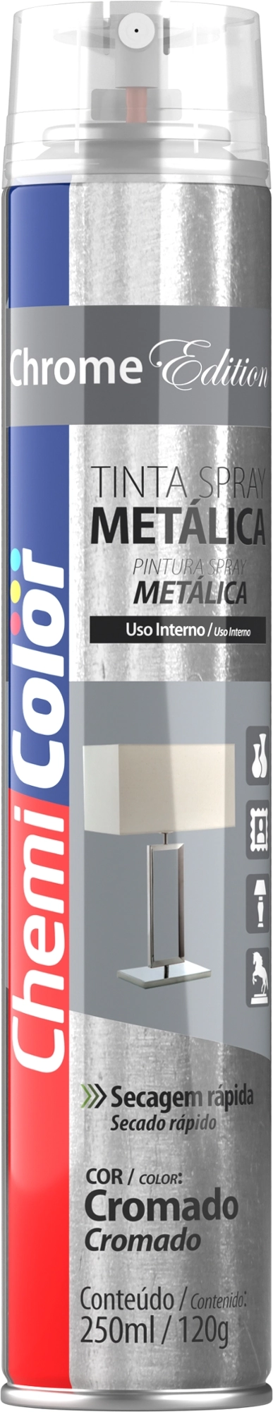 Tinta Chemicolor Metalica Cromada 250ml 680505 Baston