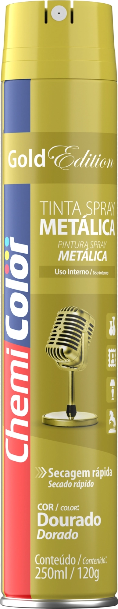 Tinta Chemicolor Metalica Dourada 250ml 680506 Baston