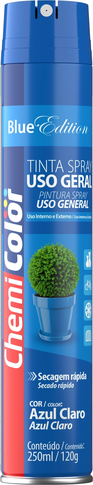 Tinta Chemicolor Metalica Azul 250ml 680540 Baston