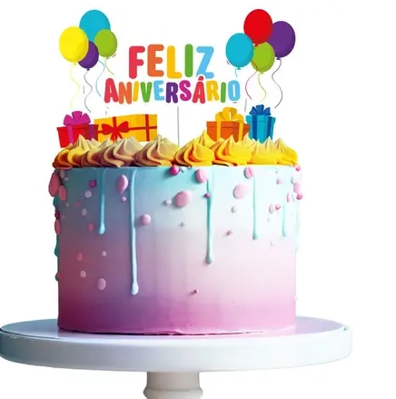 Decor De Bolo Feliz Aniver 6un 105275.6 Regina