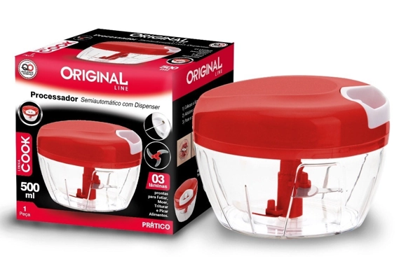 Processador De Alimento Manual Rosa 500ml Original Line Cook