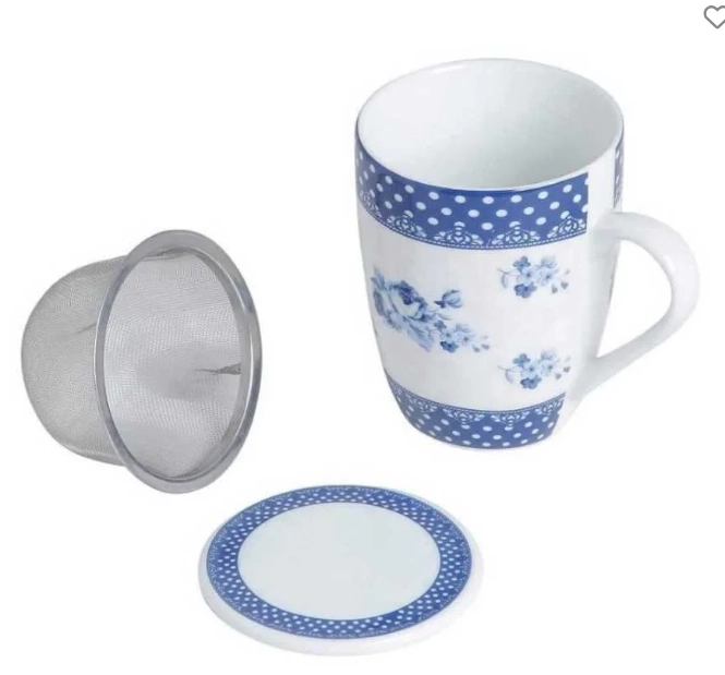 Caneca Porcelana Super White C Tpa E Filtro Elsa Az Bco 310ml Na Cx 2177 Lyor