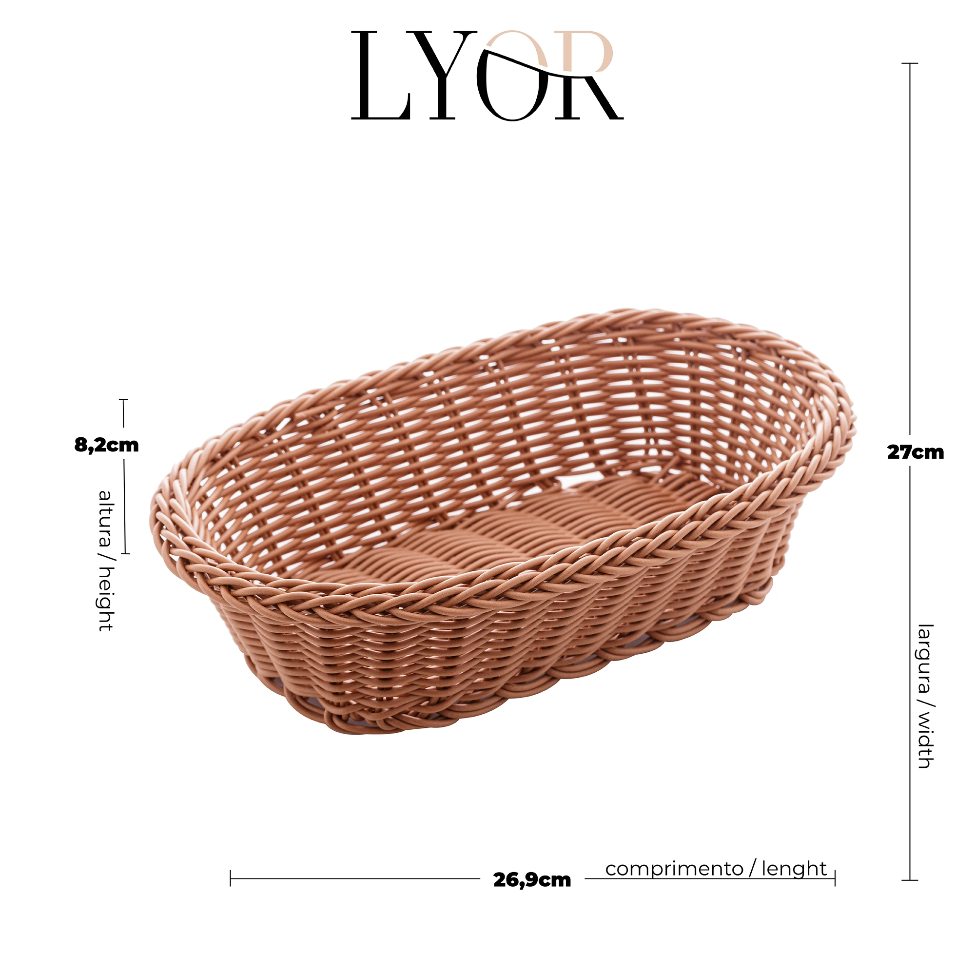 Cesta De Rattan Plastico Oval 27x20x8cm Lyor