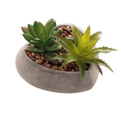 Vaso De Concreto C Suculenta Coracao Cinza 10x1018cm 4596 Lyor
