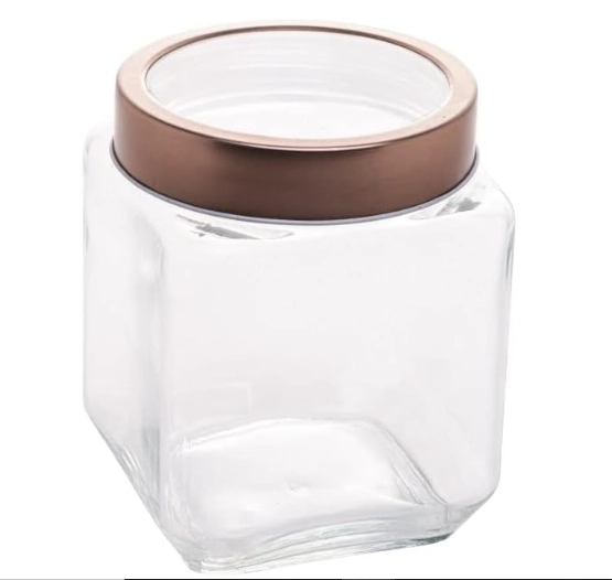 Pote De Vidro Transparente C Tampa De Acrilico Gold Rose 12l Ref 7524 Diversas Un