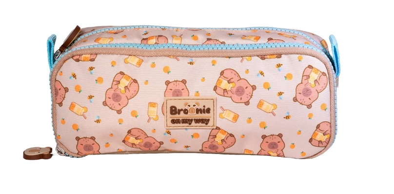 Estojo 2 Zip College Capivara Brownie 15866 Xeryus