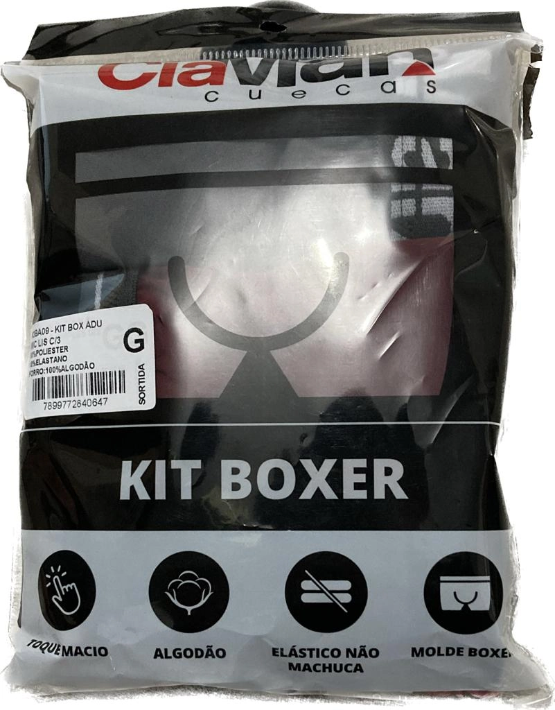 Kit Cueca Box Adulto Estampado 3un K3ba21 P Salber