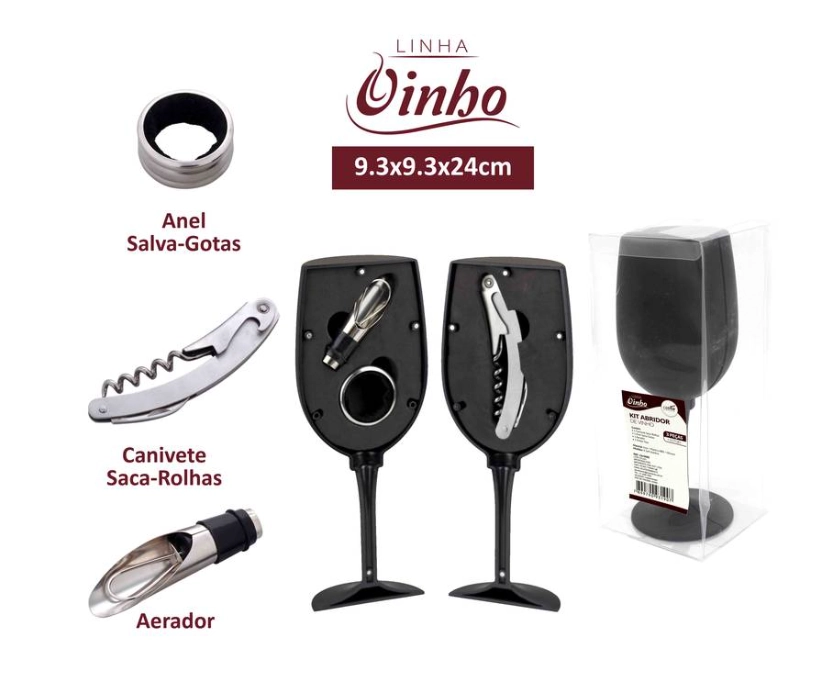 Kit Abridor Vinho 3pcs Ca10085 Casita
