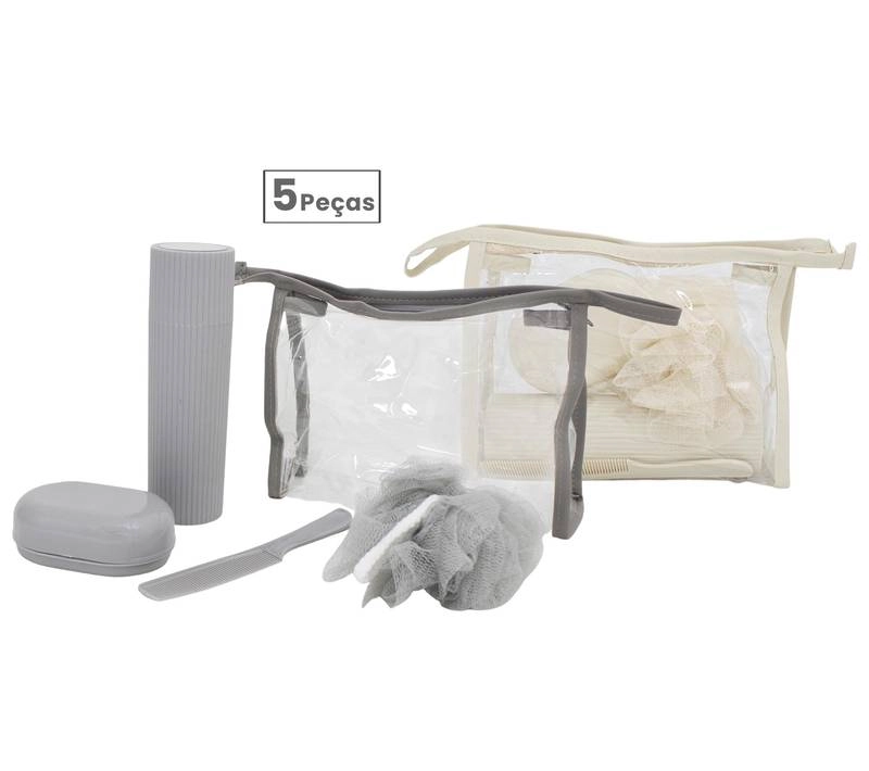 Necessaire Kit 5pc Porta Esc Pente Esponja Ca15191