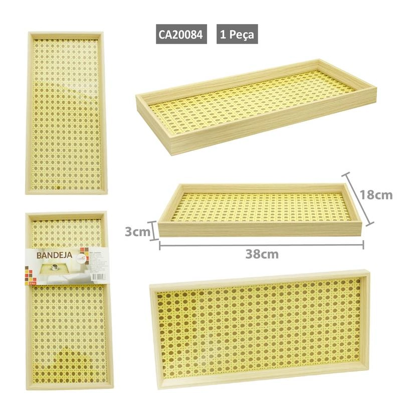 Bandeja Mdf Retangular 38x18x3cm Ca20084 Imporiente