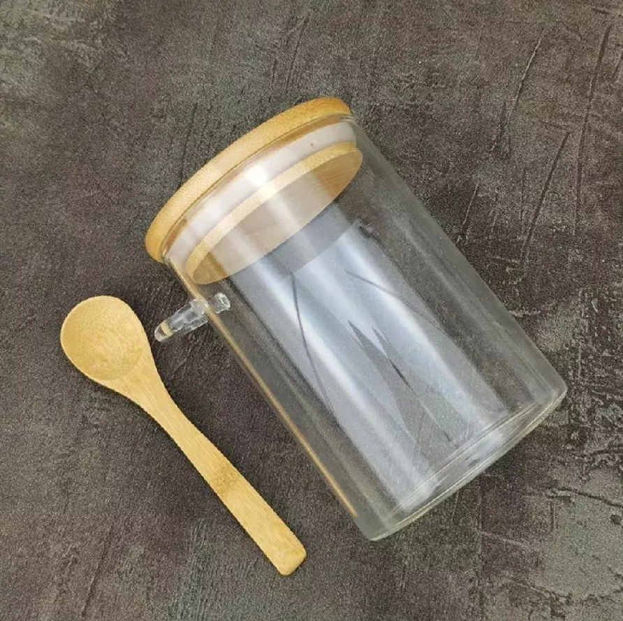 Pote Hermetico Vidro Borossilicato Tampa Colher Bambu 550ml Ca12557