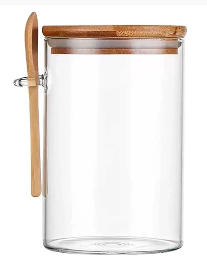 Pote Hermetico Vidro Borossilicato Tpa Colher Bambu 550ml Ca12560 Imporient