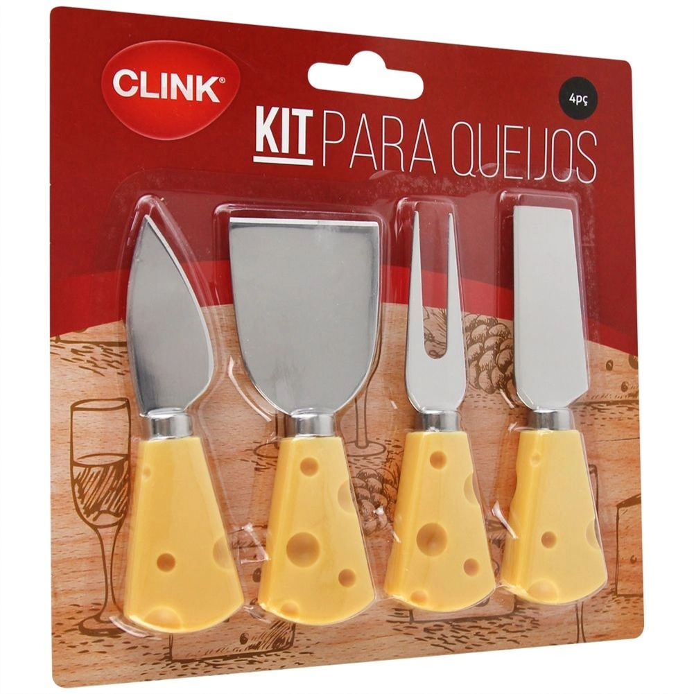 Kit Queijos 4 Pecas Inox Clink 12cm