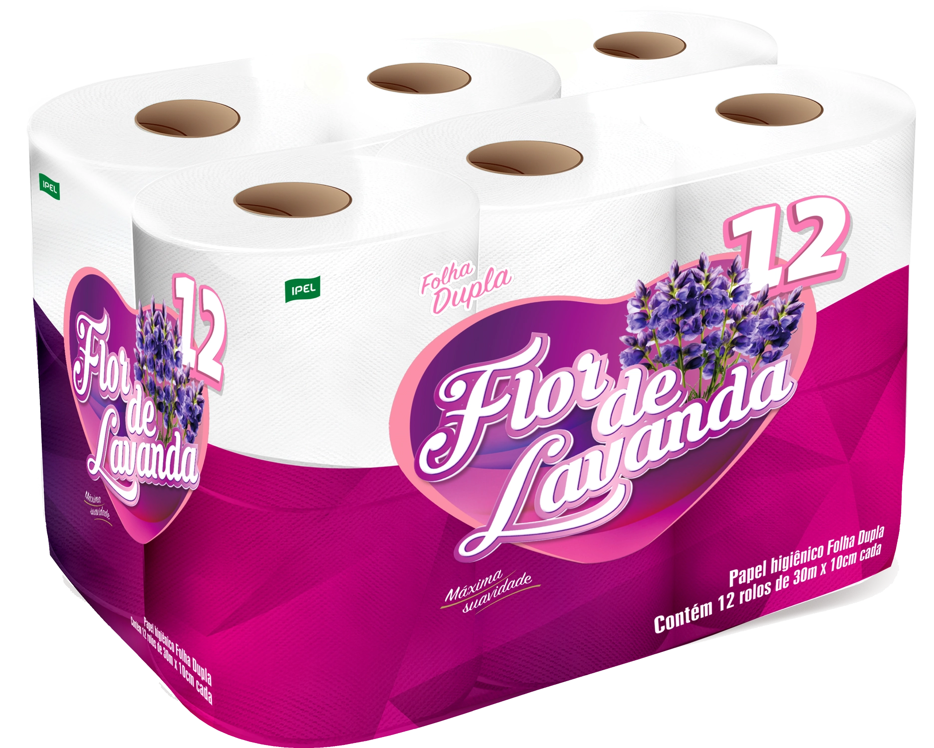 Papel Higienico Flor De Lavanda Folha Dupla 30m C/12