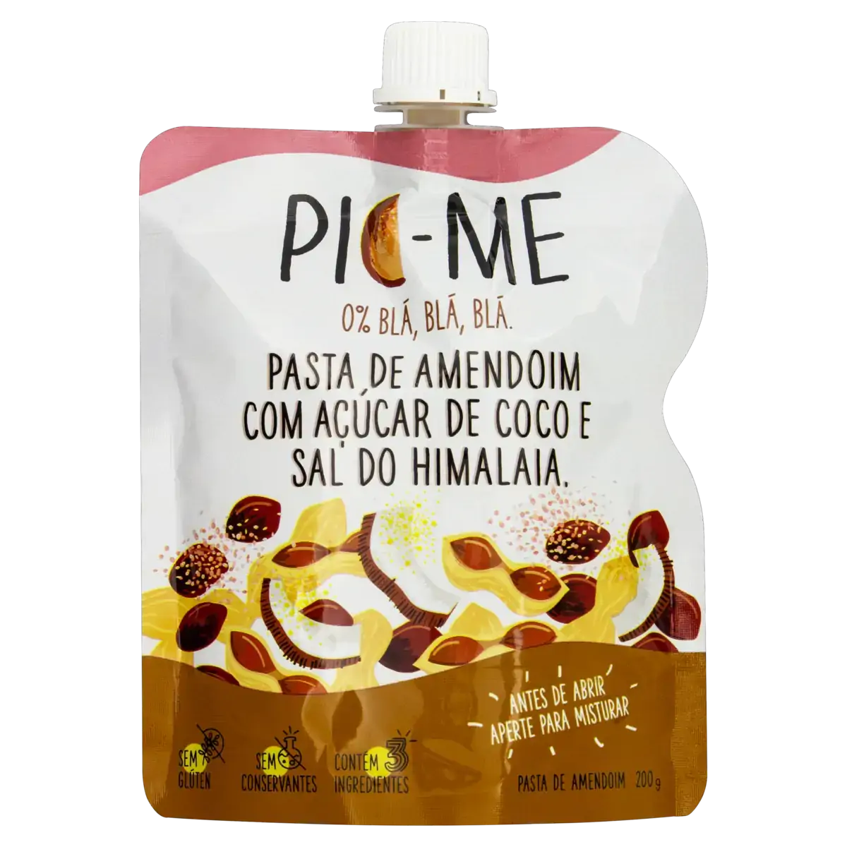Pasta De Amendoim Com Açúcar De Coco E Sal Do Himalaia Pic Me Squeeze 200g