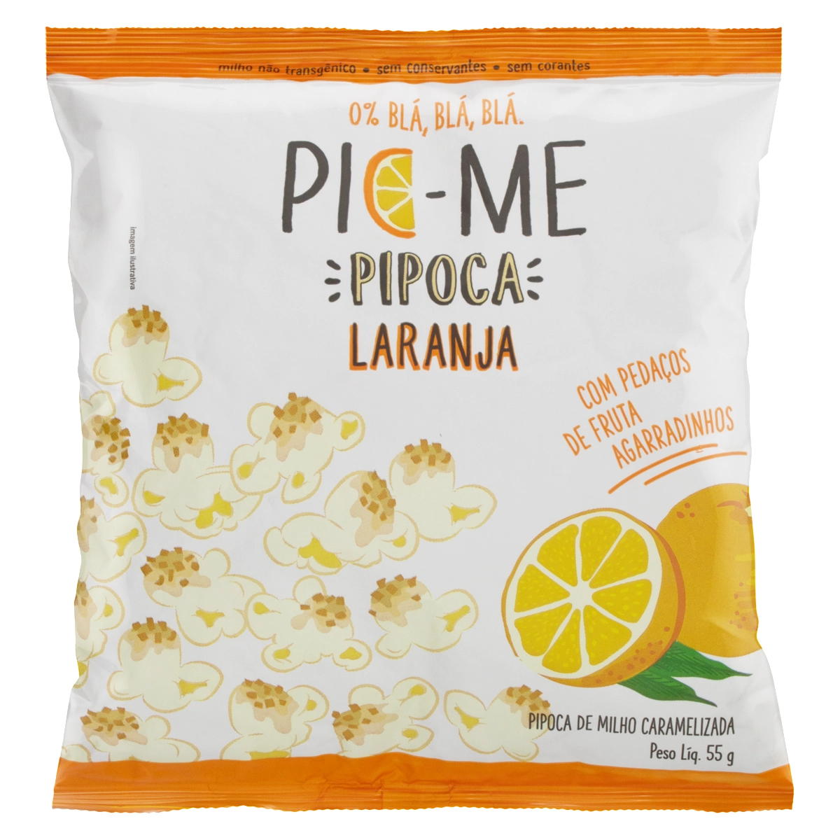 Pipoca Pronta Caramelizada Laranja Pic Me Pacote 55g