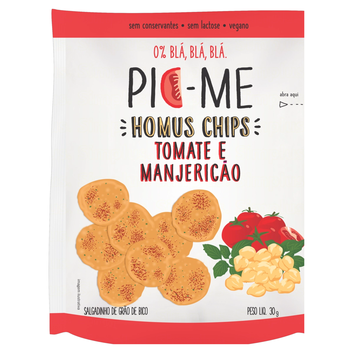 Homus Chips Tomate E Manjericão Zero Lactose Pic Me Pacote 30g