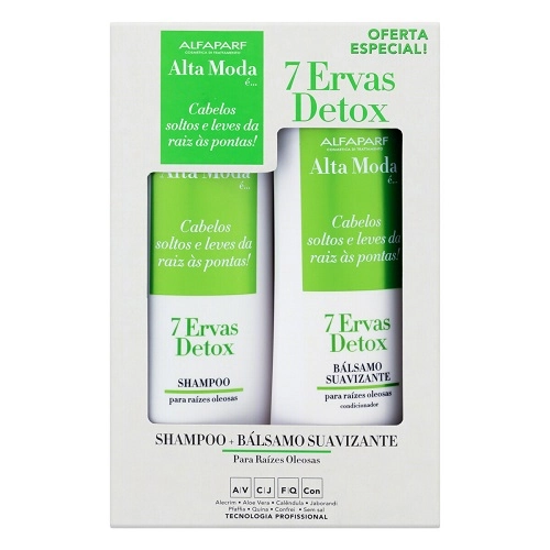 Kit Shampoo Bálsamo Suavizante Alfaparf Alta Moda é 7 Ervas Detox 300ml Cada
