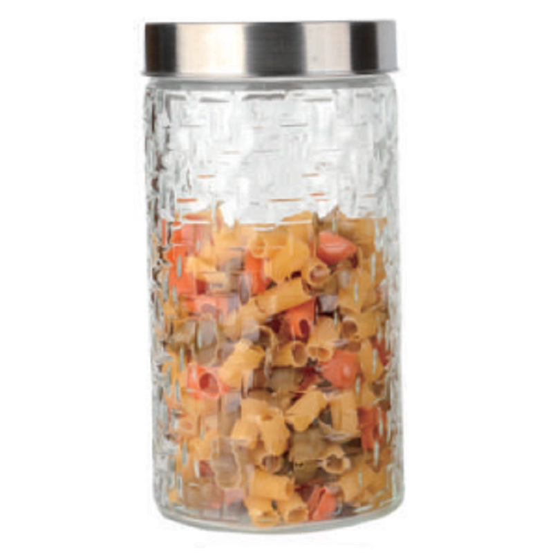Pote Vidro Class Home Rattan C/ Tampa Inox Casual 1700ml