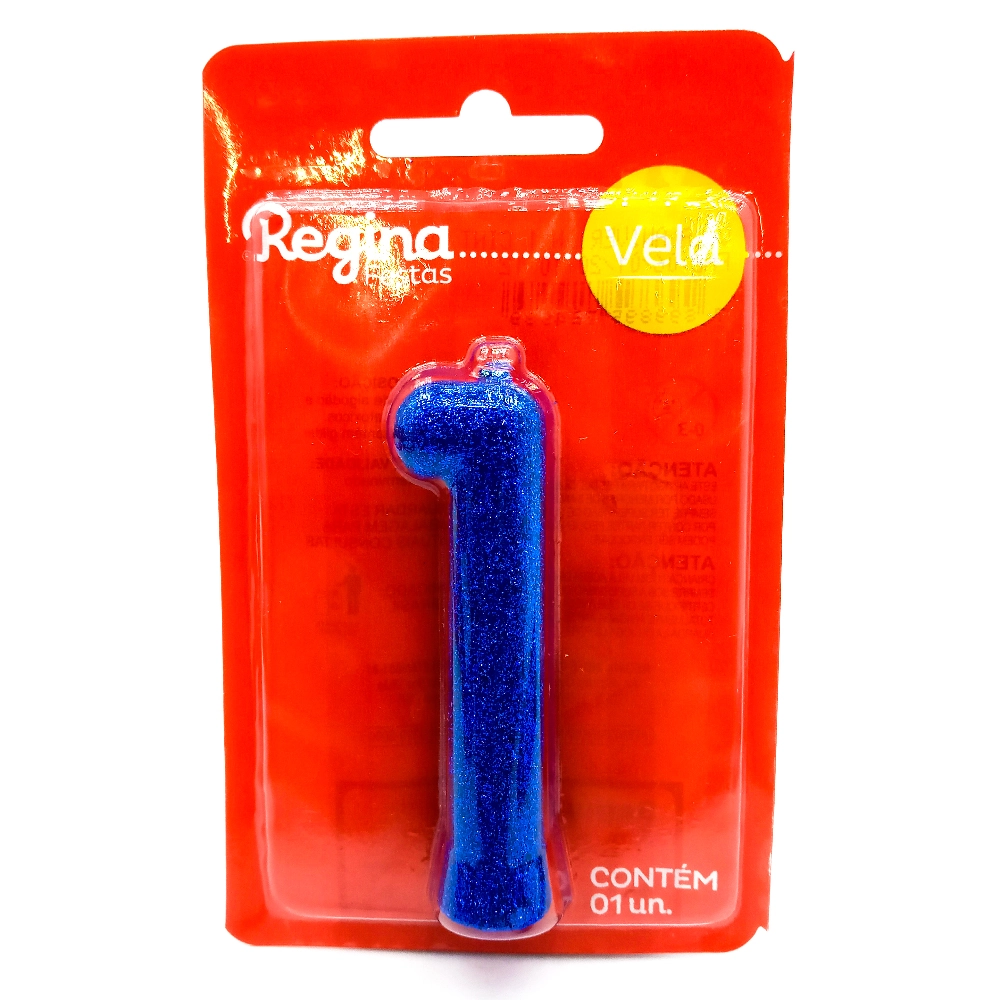 Vela Aniv Azul Regina N.1 Cintilante