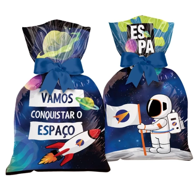Sacola Plastica Espacial C/8un Regina Festas