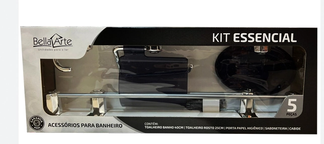 Kit Banheiro Essencial Preto Fosco 5pcs Ke551.51 Bella Arte