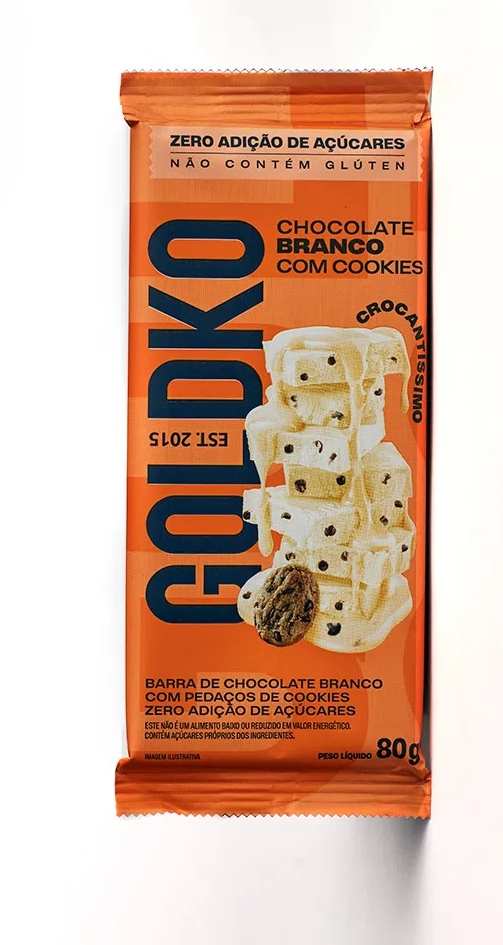 Chocolate Branco Com Cookies Goldko Pacote 80g