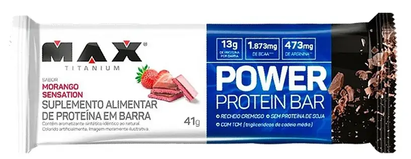 Barra Max Power Protein Bar 41g Morango Sensat