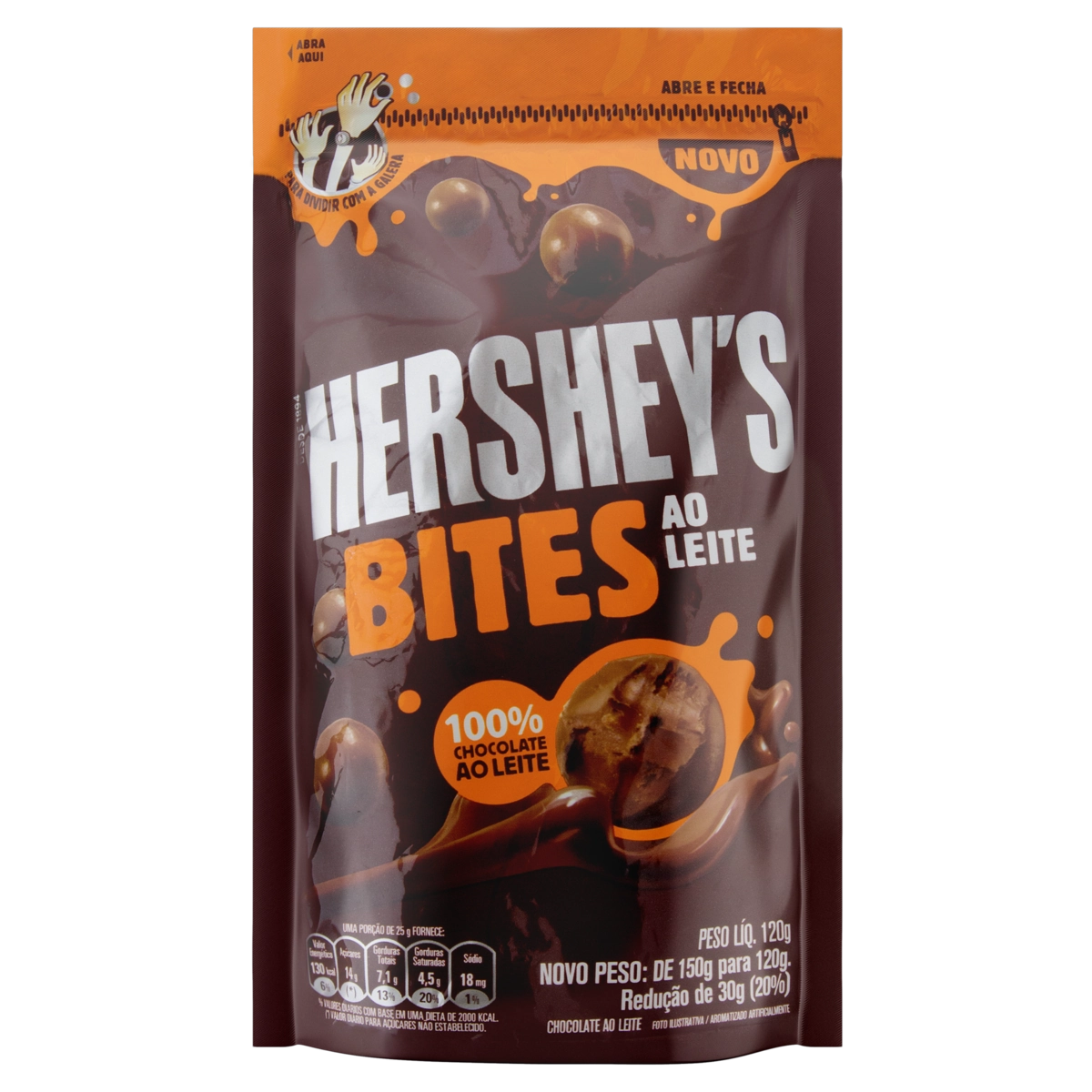 Bites De Chocolate Ao Leite Hersheys Pouch 120g