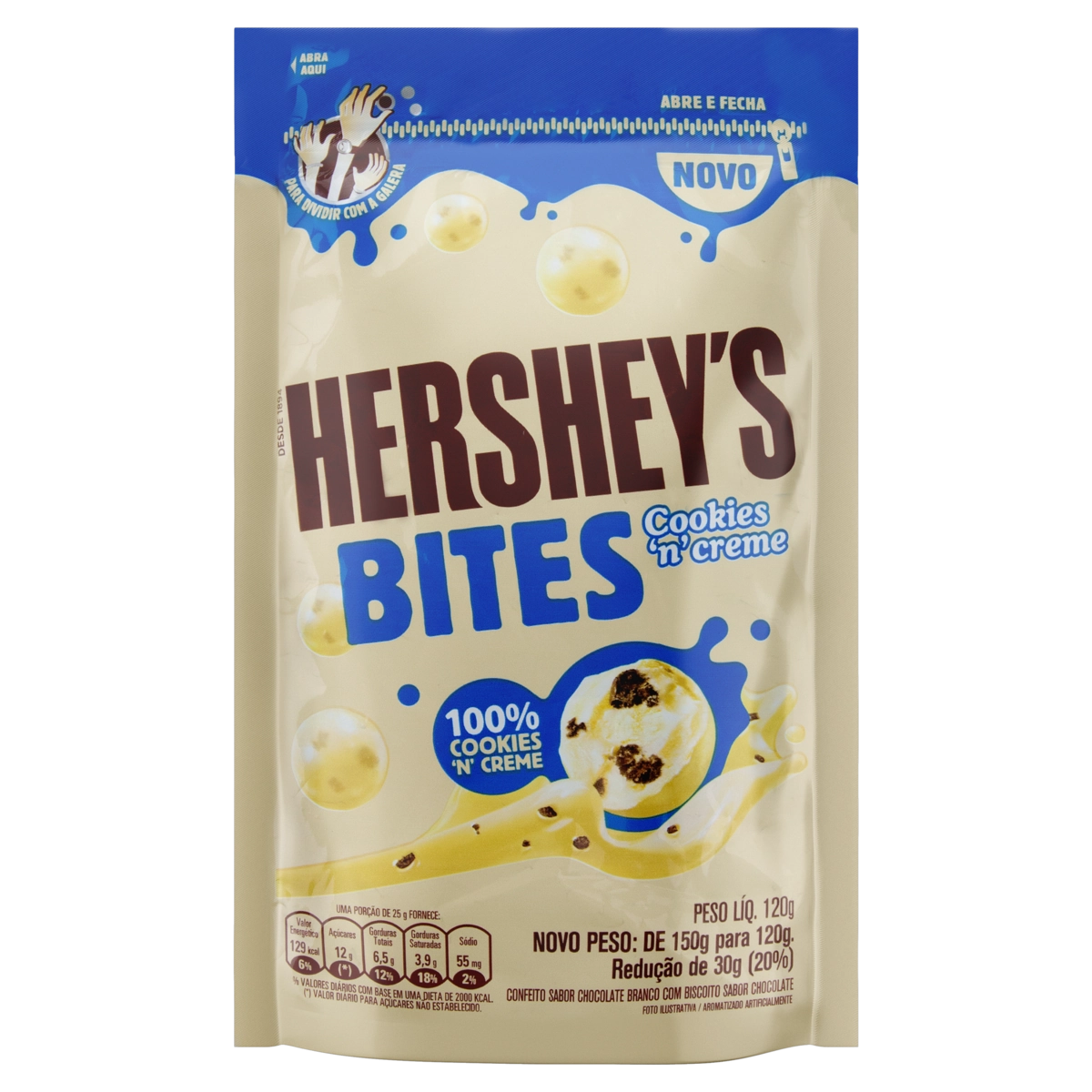 Bites De Chocolate Branco Cookies N Creme Hersheys Pouch 120g