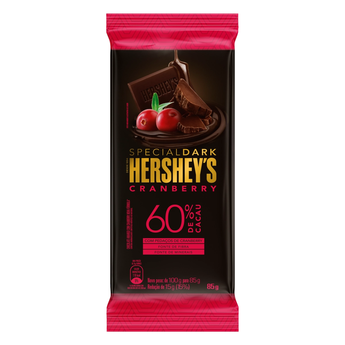 Chocolate Amargo 60 Cacau Cranberry Hersheys Special Dark Pacote 100g