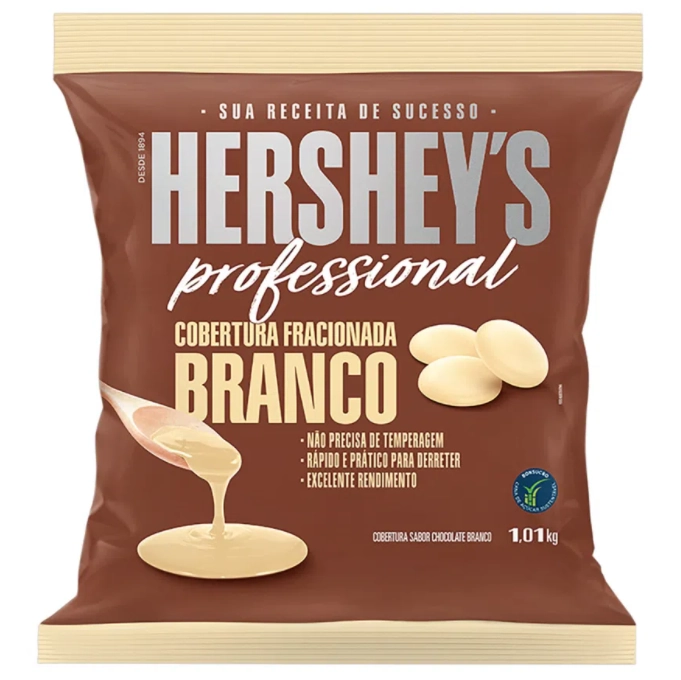 Cobertura Em Moedas Fracionada Chocolate Branco Hersheys Professional Pacote 1,01kg