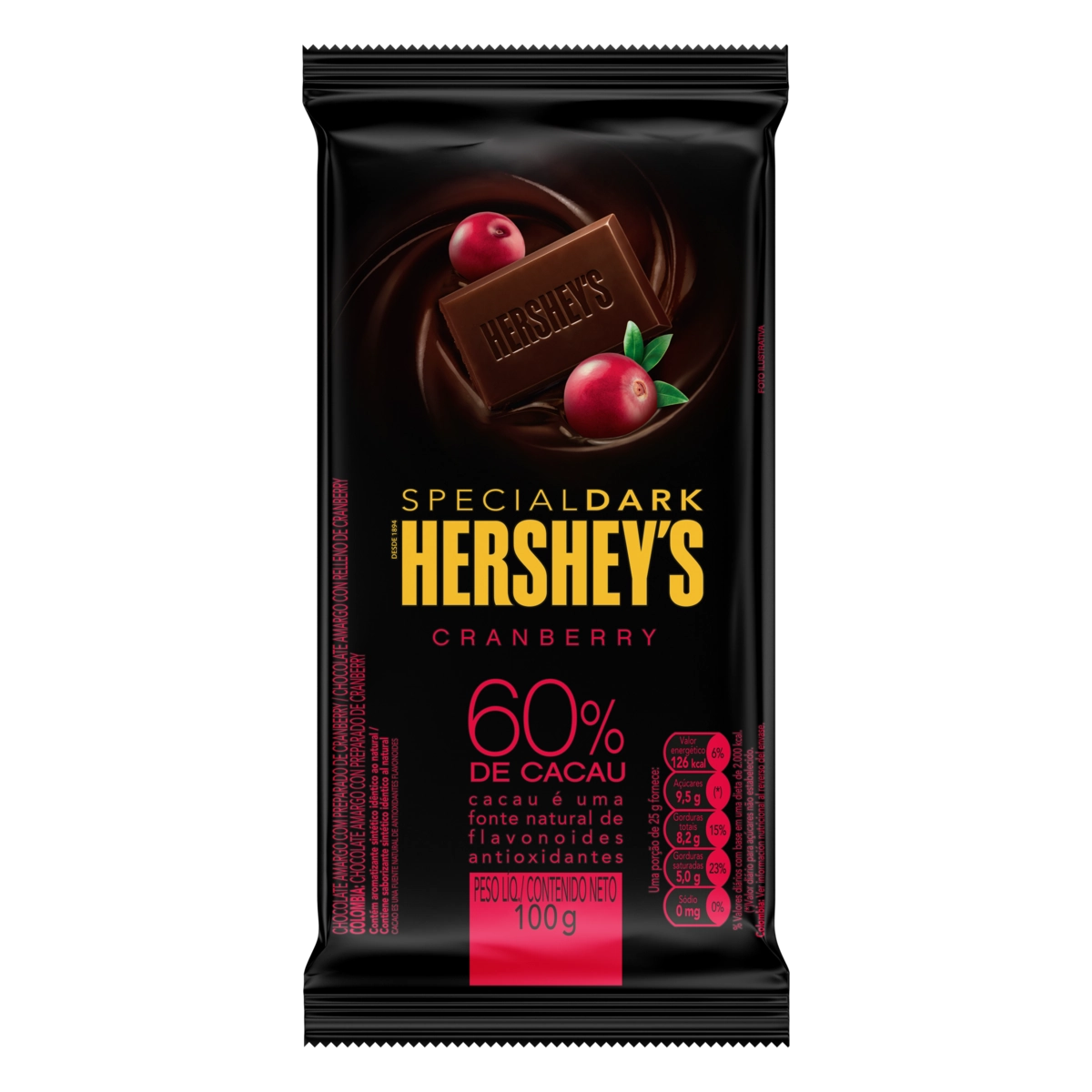 Chocolate Amargo 60 Cacau Cranberry Hersheys Special Dark Pacote 85g