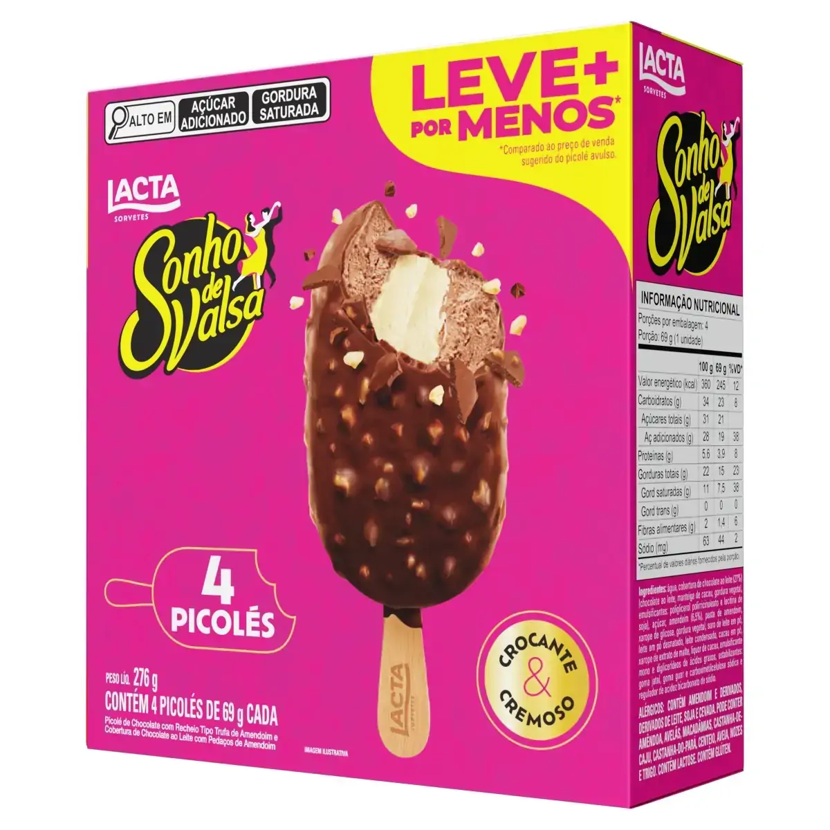 Pack Picolé Sonho De Valsa Lacta Caixa 276g 4 Unidades Leve Mais Pague Menos