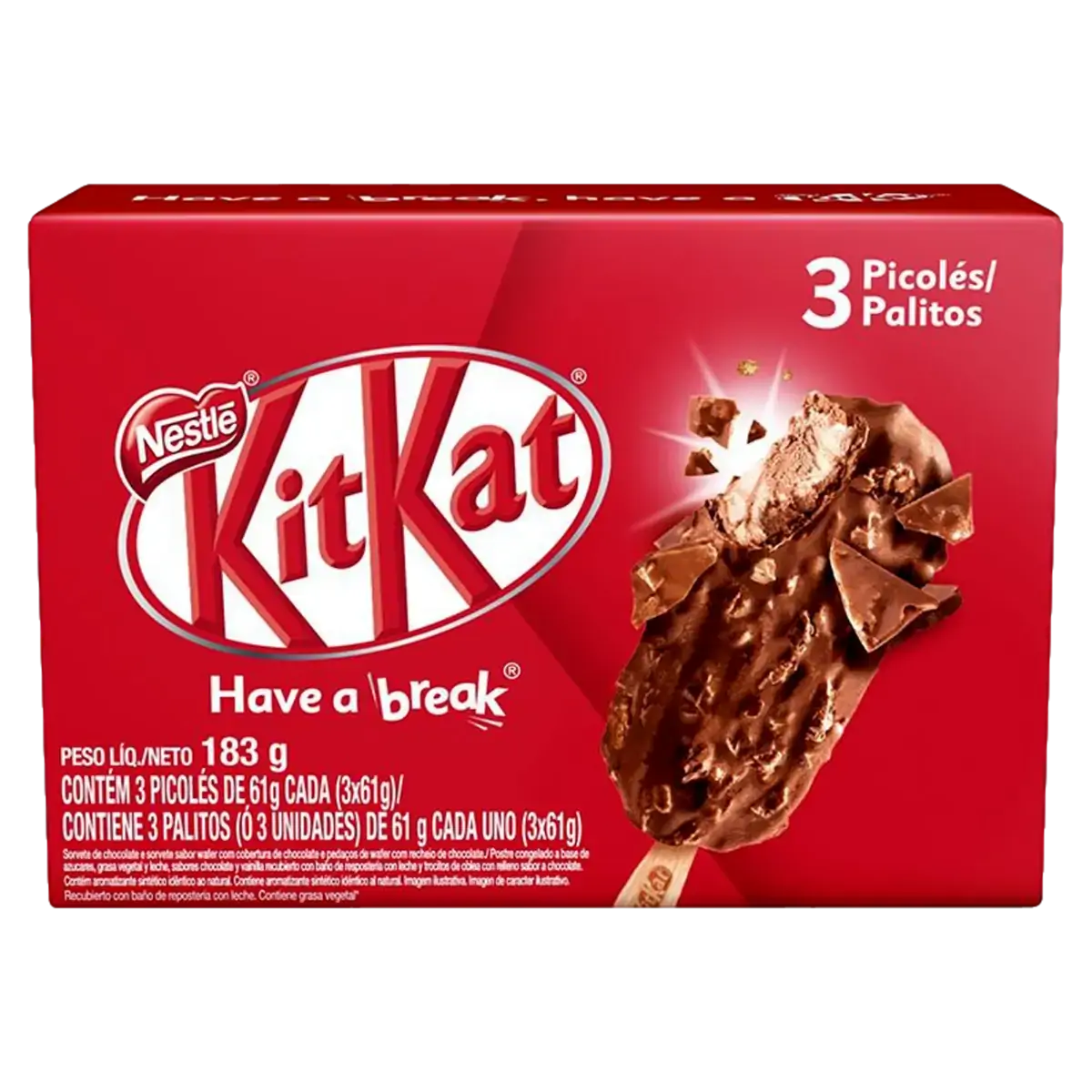 Pack Picolé Kitkat Nestlé Caixa 183g 3 Unidades