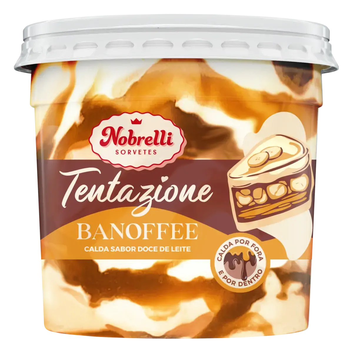 Sorvete Banoffee Calda Doce De Leite Nobrelli Tentazione Pote 1,5l