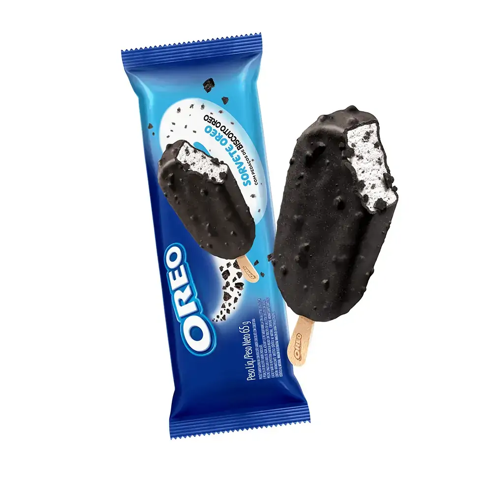 Picolé Baunilha Com Pedaços De Biscoito De Chocolate Oreo Pacote 65g