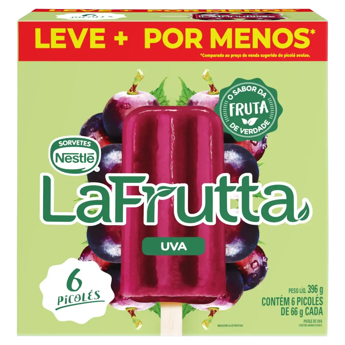 Pack Picolé Uva La Frutta Caixa 396g 6 Unidades Leve Mais Pague Menos