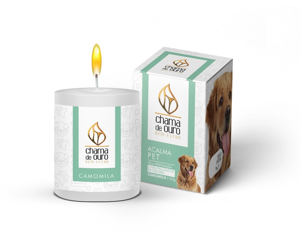 Vela Acalma Pet Camomila Neutralizador Odor 60g 60capet