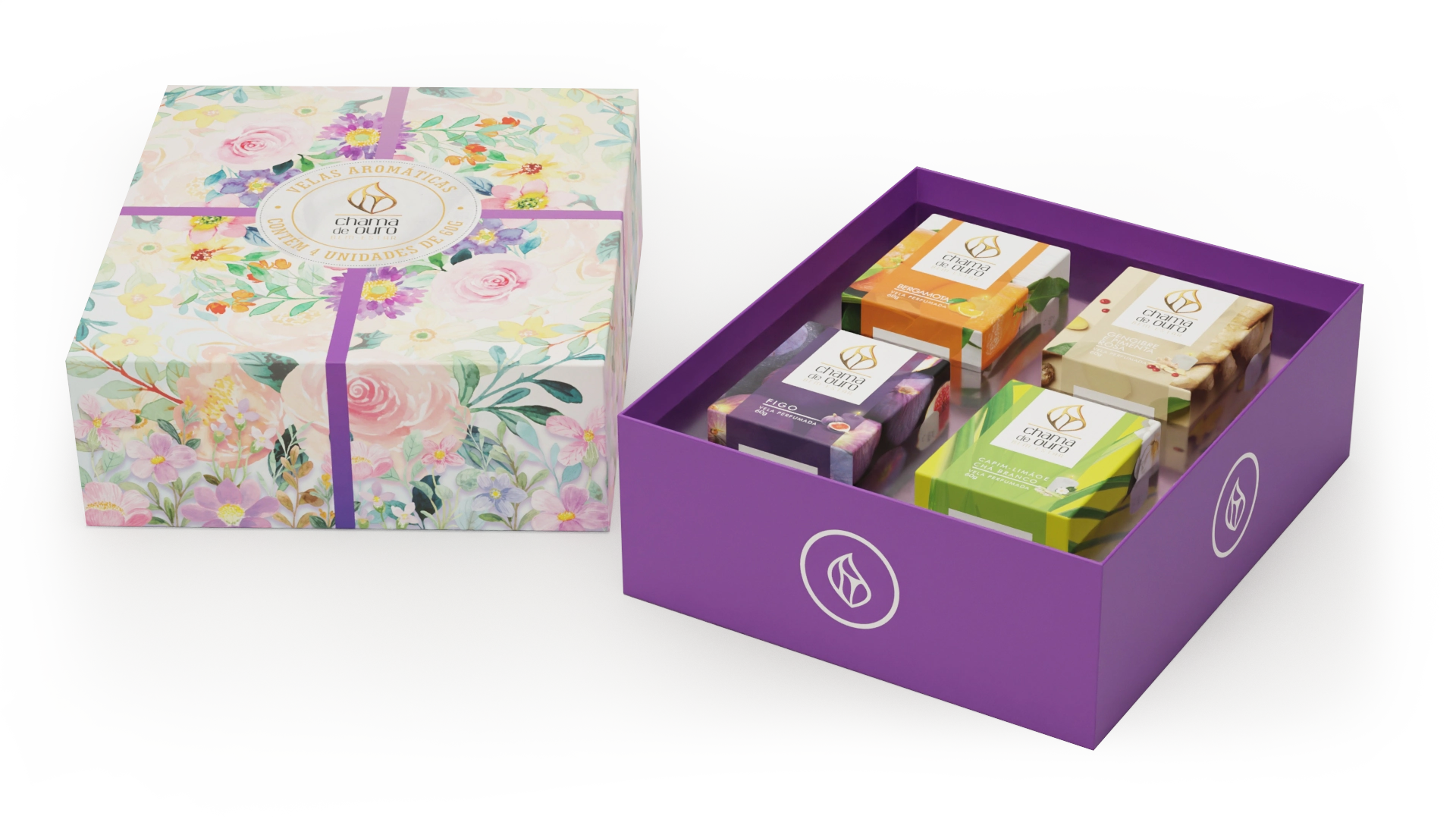 Kit C/4 Velas 60grs Perfumadas Para Presente Unid.