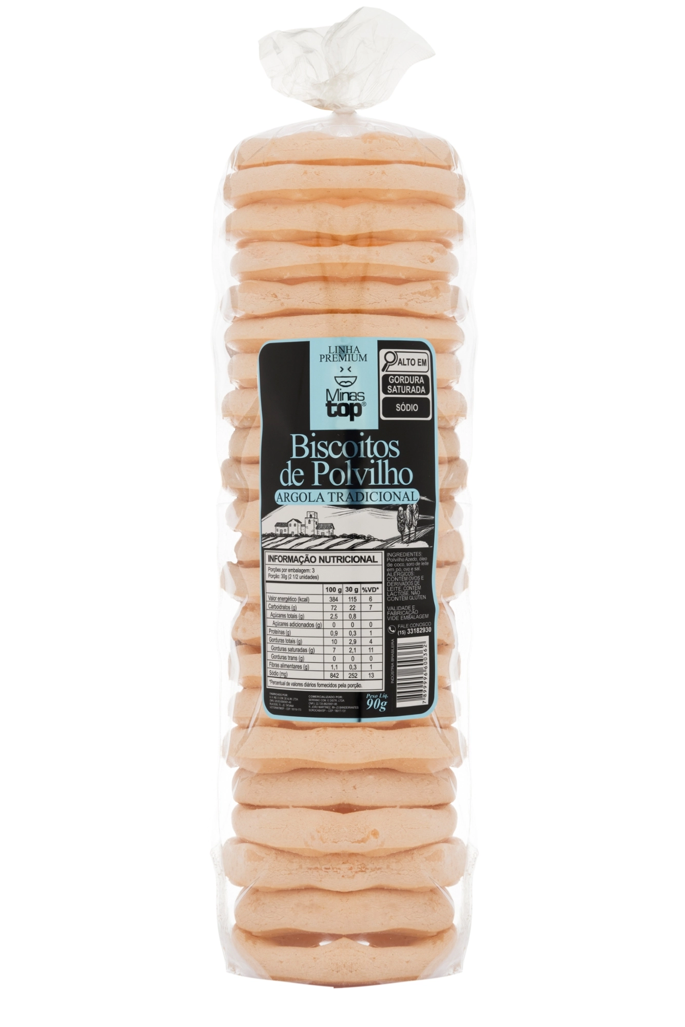 Biscoito Polvilho Minastop 90g Argola Tradicional
