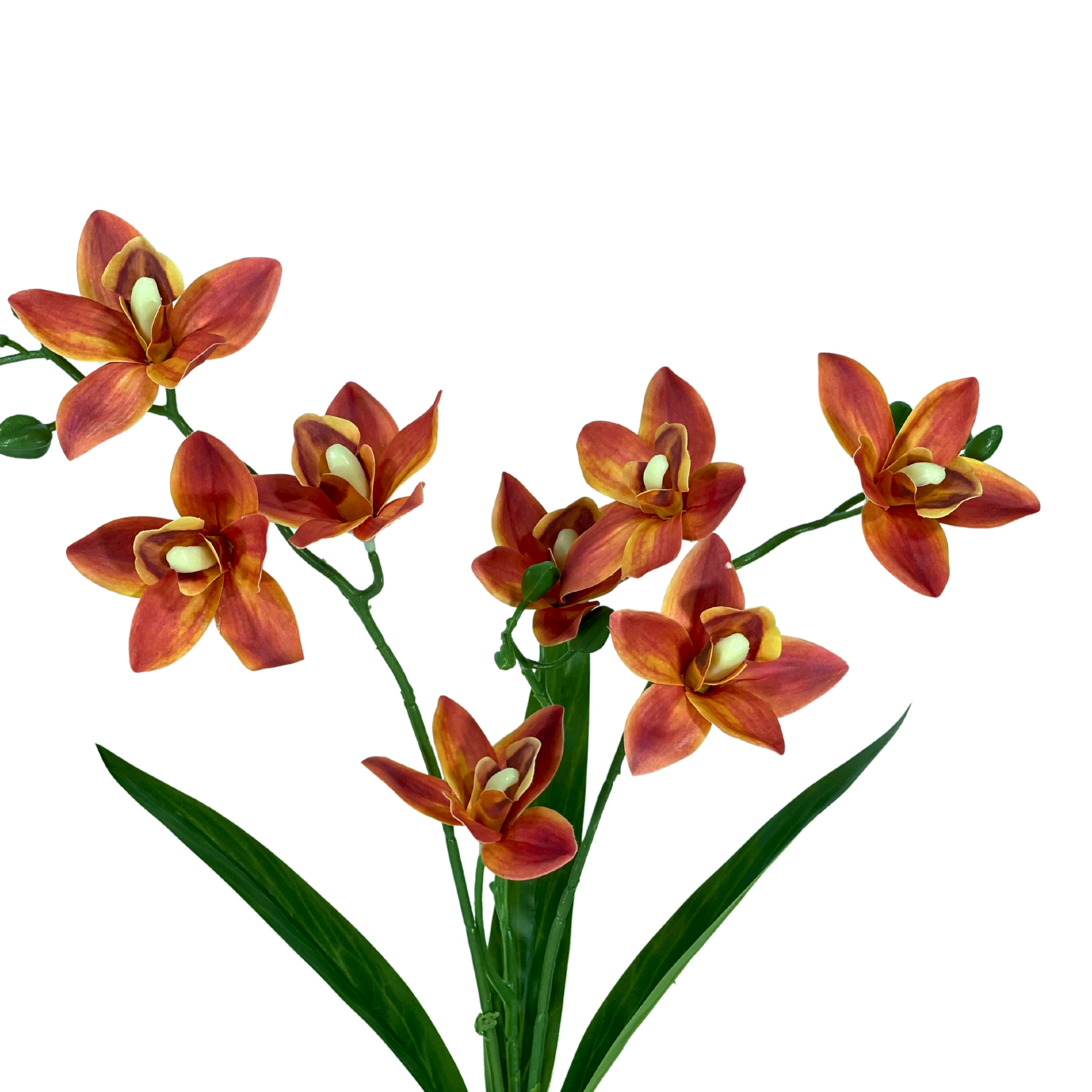 Buque Orquidea Cymbidium X3 Laranja 45cm 41806lj Bela Flor