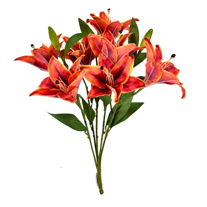 Buque Lirio Laranja X4 55cm 42725lj Bela Flor